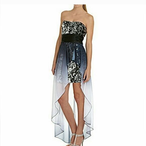 Speechless Dresses & Skirts - Speechless Mini Dress Strapless Black Silver Sequined Ombre Asymmetrical Size 1